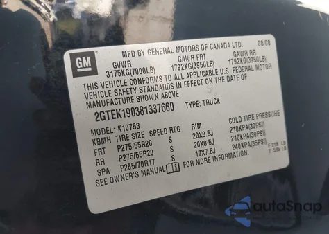 2008 GMC Sierra 1500 Sle1 из США, поврежденный, VIN 2GTEK190381337660